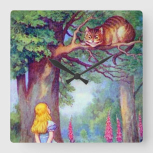 Alice & the Cheshire Cat in Color Wall Clock