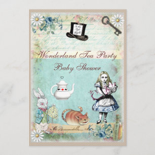 Alice & the Cheshire Cat Wonderland Baby Shower Invitation