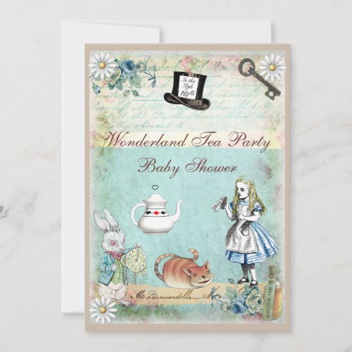 Alice  the Cheshire Cat Wonderland Baby Shower Invitation