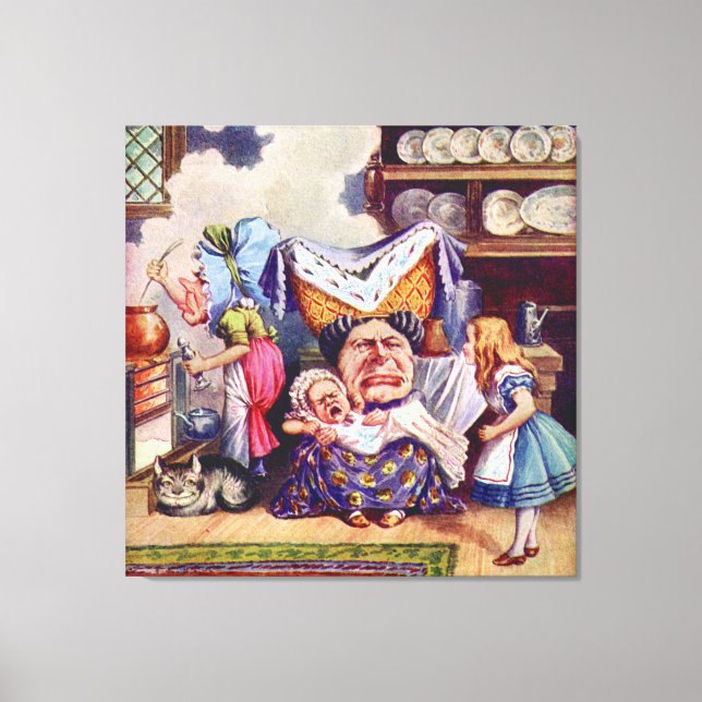 Alice, the Duchess & the Pig Baby in the Kitchen Canvas Print (Front)