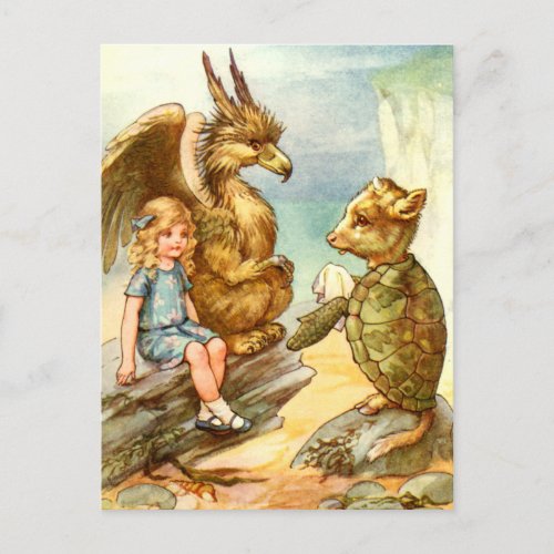 ALICE THE GRIFFIN AND THE MOCK TURTLE POSTCARD