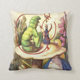 Alice & The Hookah Smoking Caterpillar Throw Pillow