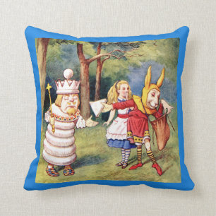 Alice, The Rabbit and the White King in Wonderland Throw Pillow