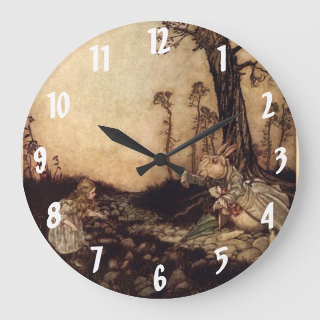 Alice & the Rabbit Arthur Rackham Wall Clock (Front)