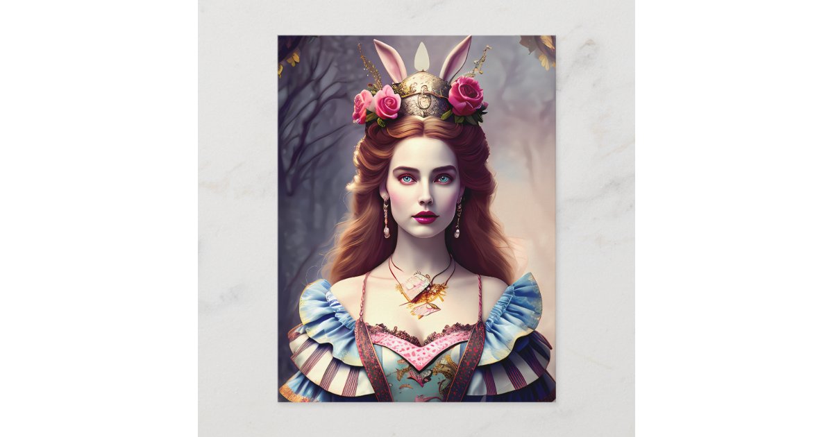 The Rabbit Queen Alice the Rabbit Queen Postcard | Zazzle
