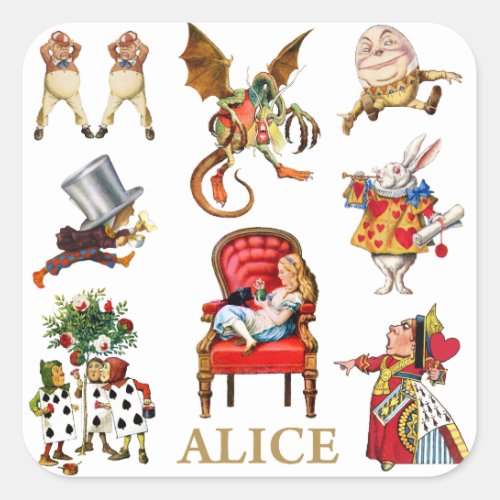 Alice Through The Looking Glass and Friends Square Sticker