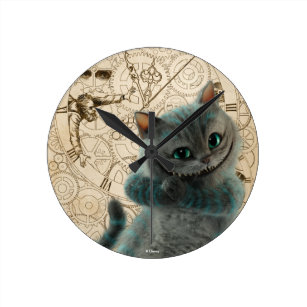 Alice Thru the Looking Glass   Cheshire Cat Grin Round Clock