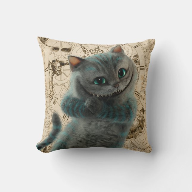 Alice Thru the Looking Glass | Cheshire Cat Grin Throw Pillow (Front)