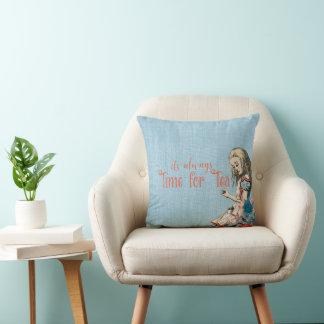 Alice Time For Tea Throw Pillow