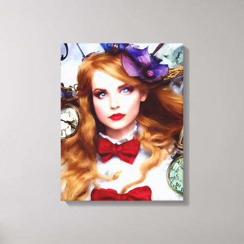 Alice Time Keeps Moving AI Generated Art Canvas Print
