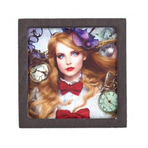 Alice Time Keeps Moving AI Generated Art   Gift Box