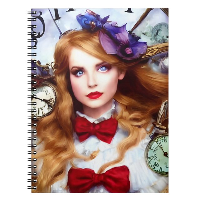 Alice Time Keeps Moving AI Generated Art  Notebook (Front)