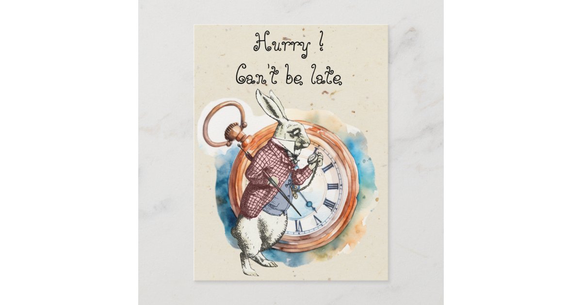 White Rabbit Postcard Alice - White Rabbit 1865 Postcard | Zazzle
