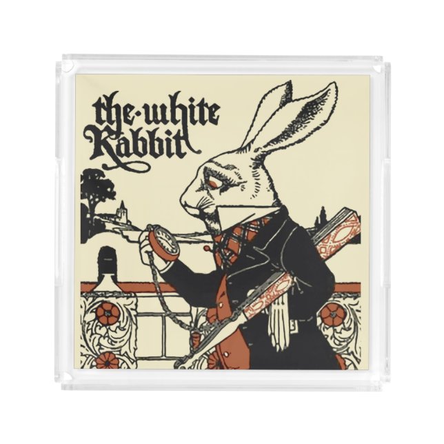 Alice White Rabbit Classic Wonderland  Acrylic Tray (Front)