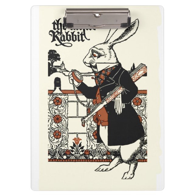 Alice White Rabbit Classic Wonderland  Clipboard (Front)