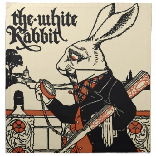 Alice White Rabbit Classic Wonderland  Cloth Napkin