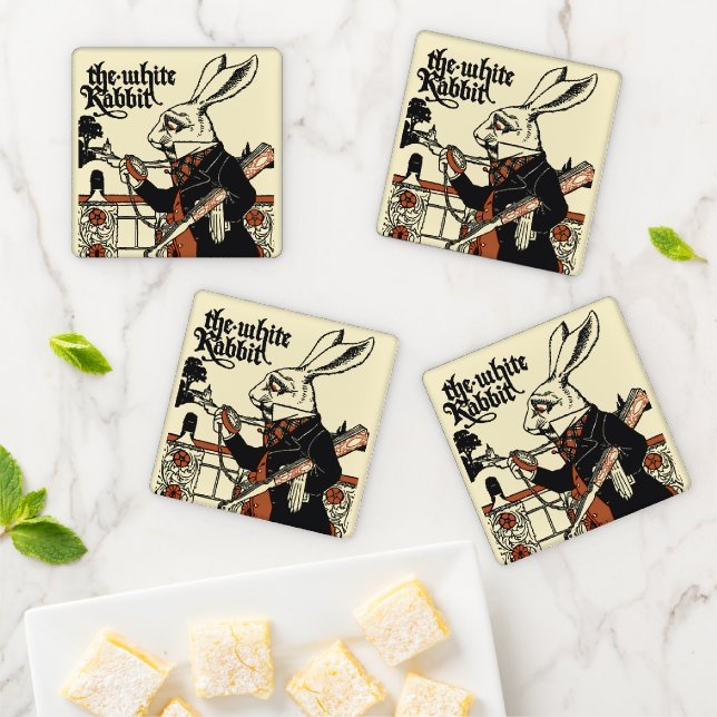 Alice White Rabbit Classic Wonderland  Coaster Set (In Situ)