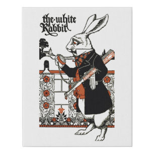 Alice White Rabbit Classic Wonderland  Faux Canvas Print