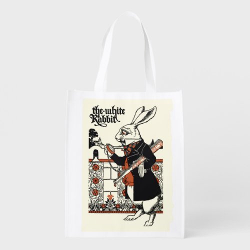 Alice White Rabbit Classic Wonderland  Grocery Bag