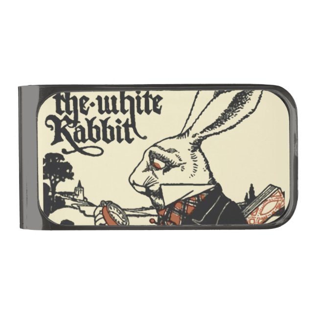 Alice White Rabbit Classic Wonderland  Gunmetal Finish Money Clip (Front)