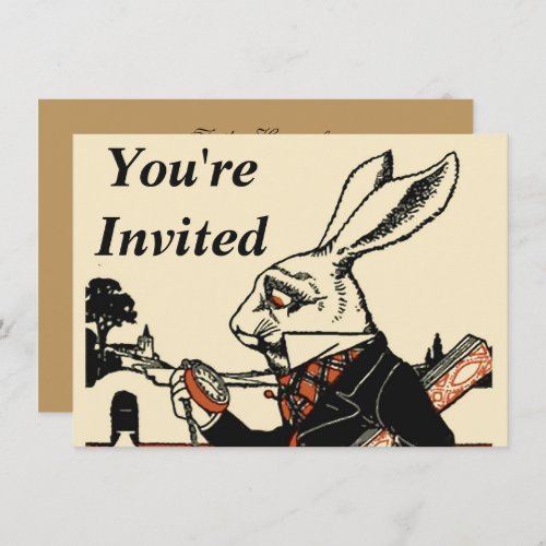 Alice White Rabbit Classic Wonderland  Invitation