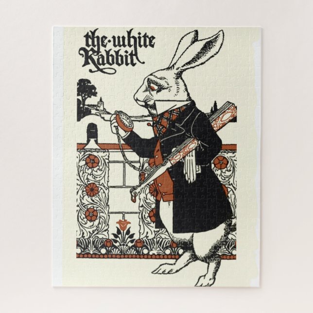 Alice White Rabbit Classic Wonderland  Jigsaw Puzzle (Vertical)