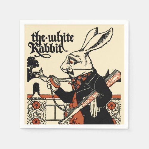 Alice White Rabbit Classic Wonderland  Napkins