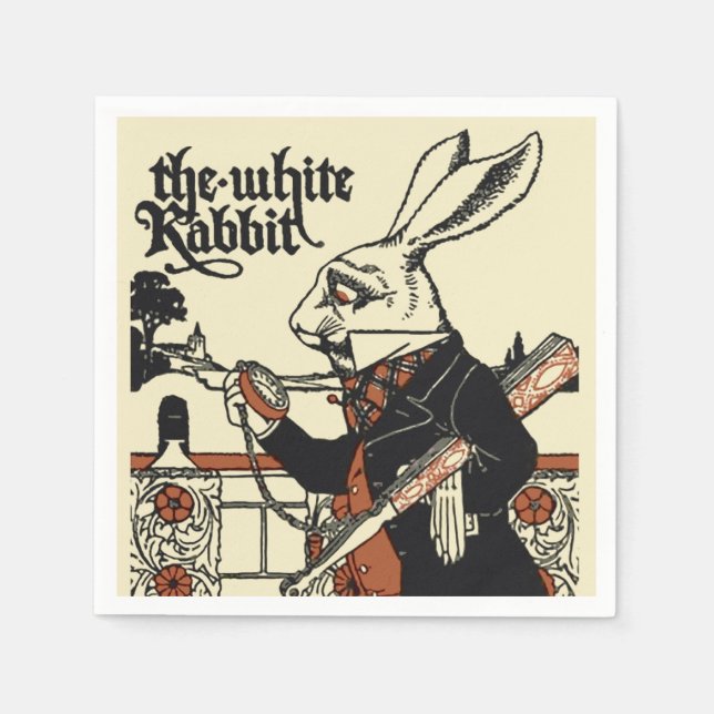 Alice White Rabbit Classic Wonderland  Napkins (Front)