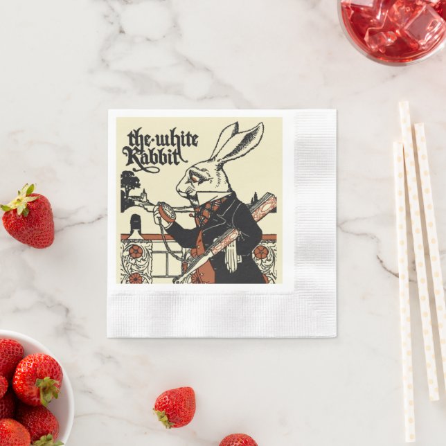 Alice White Rabbit Classic Wonderland  Napkins (Insitu)