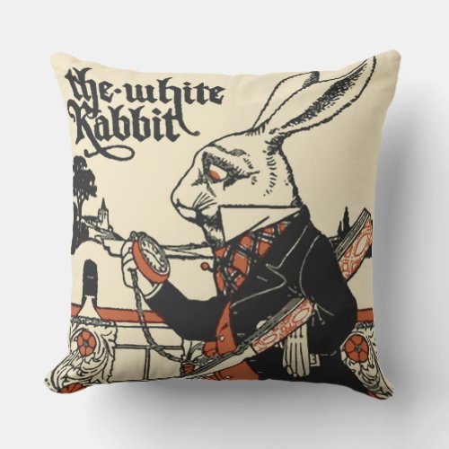 Alice White Rabbit Classic Wonderland  Outdoor Pillow