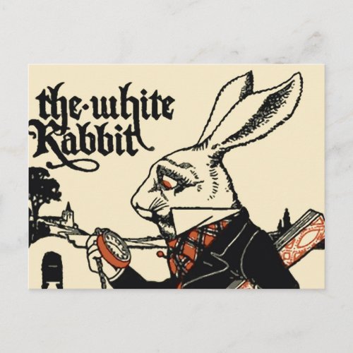 Alice White Rabbit Classic Wonderland  Postcard