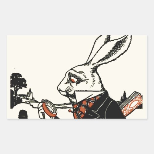 Alice White Rabbit Classic Wonderland  Rectangular Sticker