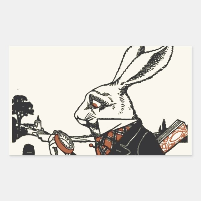 Alice White Rabbit Classic Wonderland  Rectangular Sticker (Front)