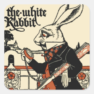 Alice White Rabbit Classic Wonderland Square Sticker
