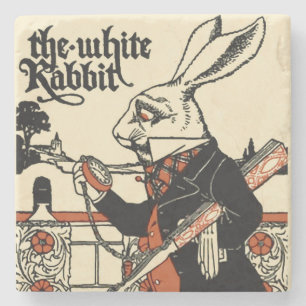 Alice White Rabbit Classic Wonderland  Stone Coaster
