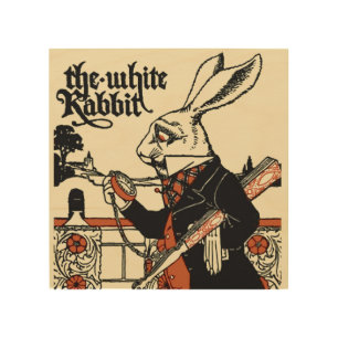 Alice White Rabbit Classic Wonderland  Wood Wall Art