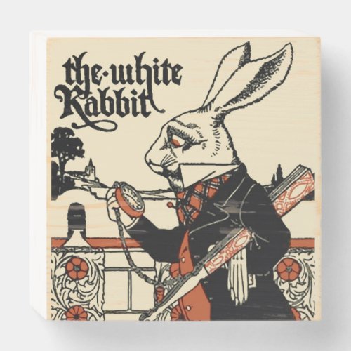 Alice White Rabbit Classic Wonderland  Wooden Box Sign