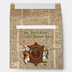 Alice & White Rabbit Vintage Dictionary Art Quote Envelope