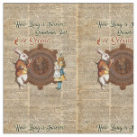 Alice &amp; White Rabbit Vintage Dictionary Art Quote Fabric