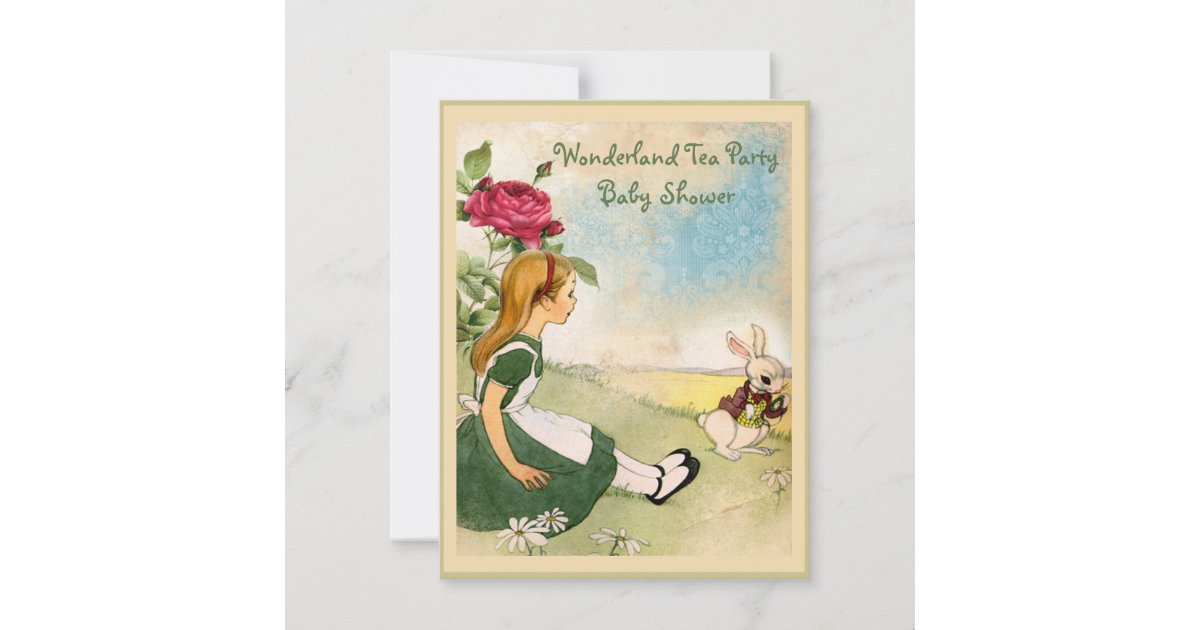 Alice & White Rabbit Wonderland Baby Shower Invitation | Zazzle