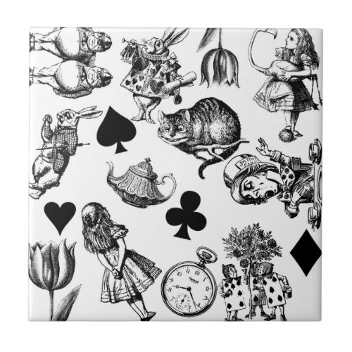 Alice White Rabbit Wonderland Classic Ceramic Tile