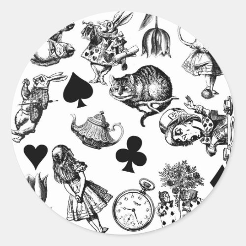 Alice White Rabbit Wonderland Classic Classic Round Sticker