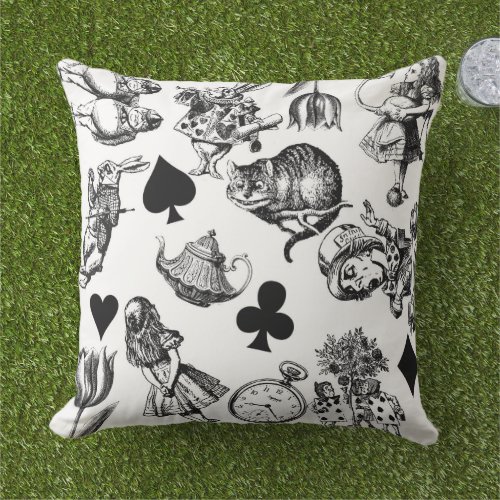 Alice White Rabbit Wonderland Classic Outdoor Pillow