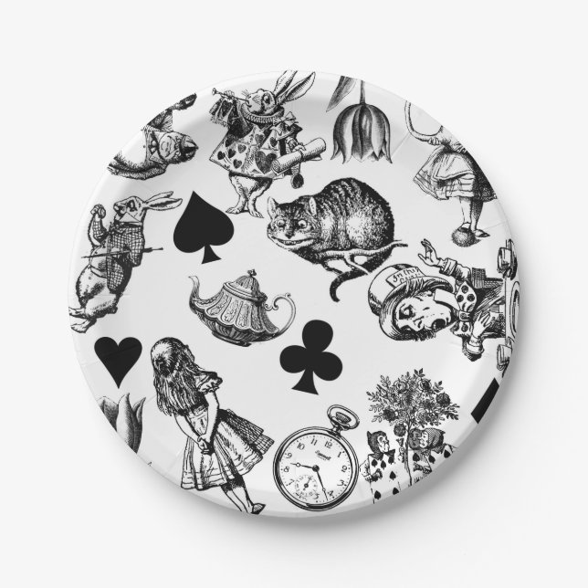 Alice White Rabbit Wonderland Classic Paper Plates (Front)