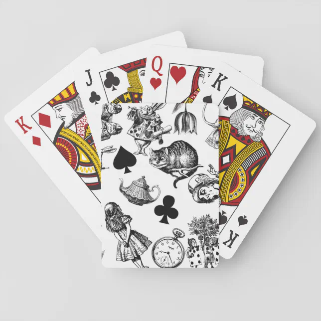 Alice White Rabbit Wonderland Classic Playing Cards | Zazzle