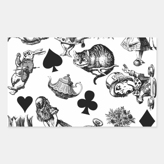 Alice White Rabbit Wonderland Classic Rectangular Sticker (Front)