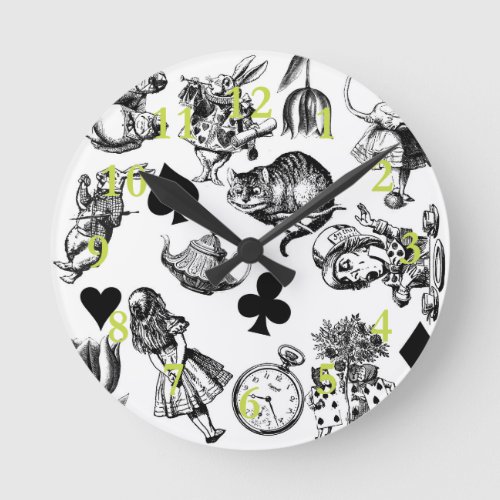Alice White Rabbit Wonderland Classic Round Clock