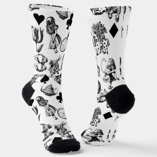 Alice White Rabbit Wonderland Classic Socks