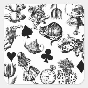 Alice White Rabbit Wonderland Classic Square Sticker