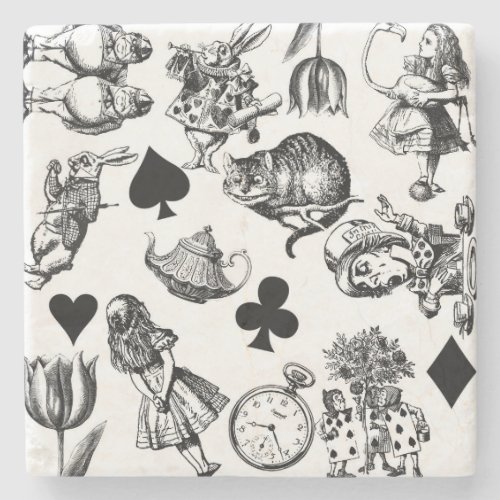 Alice White Rabbit Wonderland Classic Stone Coaster